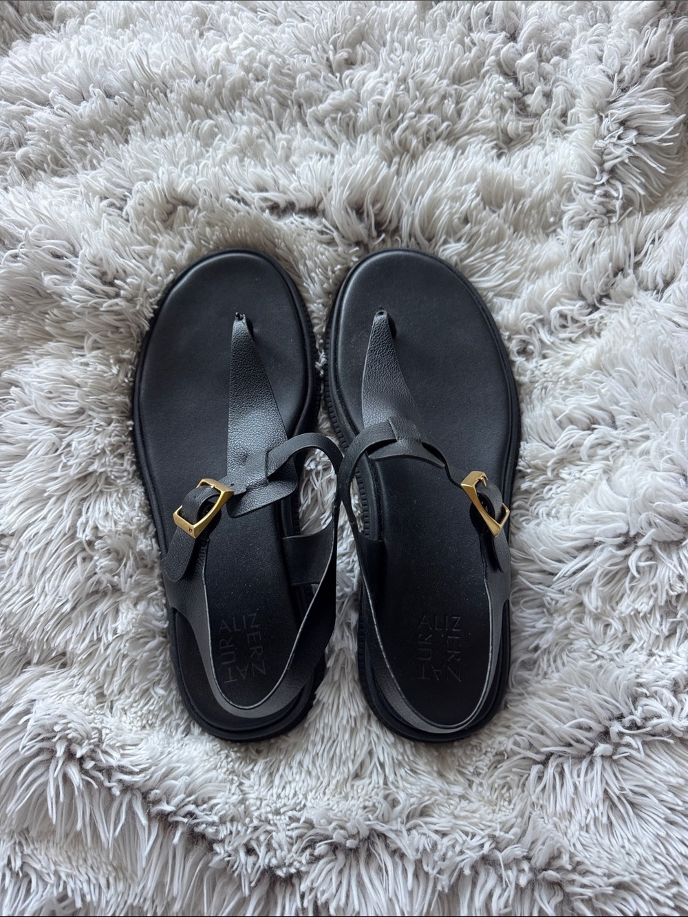 Naturalizer Black Sandal with Gold Buckle